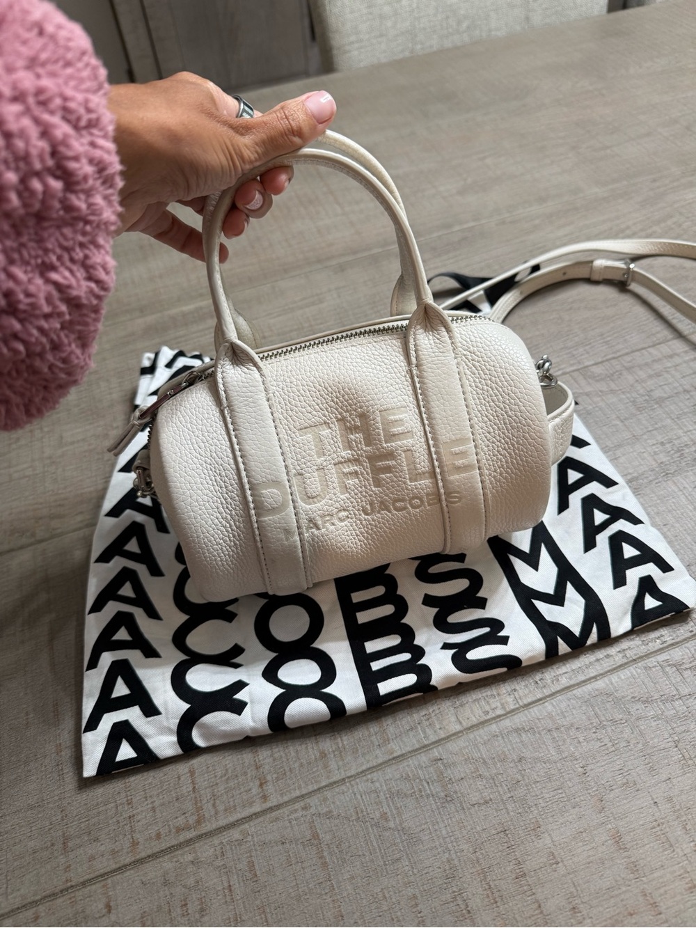 Marc Jacobs Pebbled Mini Duffle Satchel in Off-White